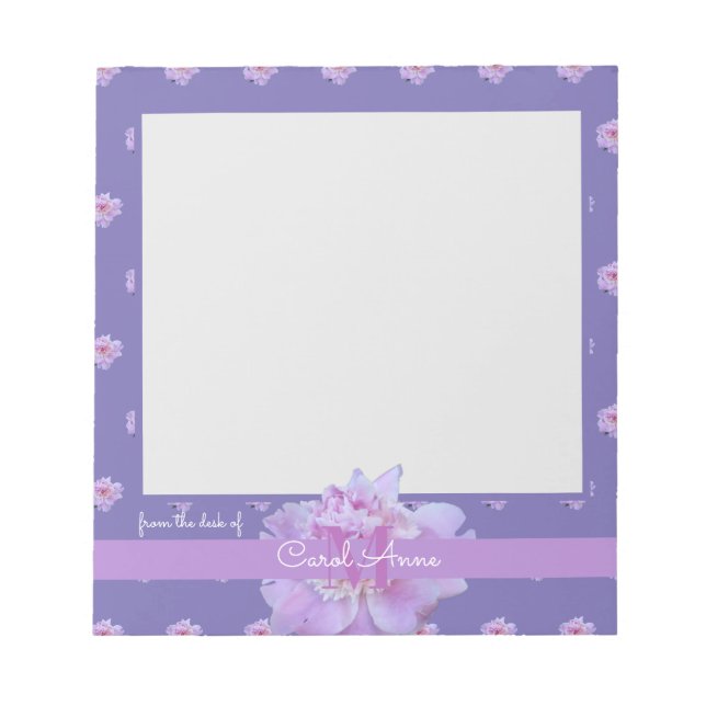 Bloc-note Monogramme violet rose de pivoine (Devant)