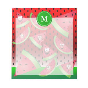 Bloc-note Monogramme Watermelon Faces amusantes