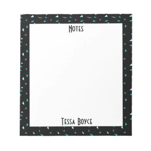 Bloc-note Monogrammed Black Blue Abstract Modern Pattern