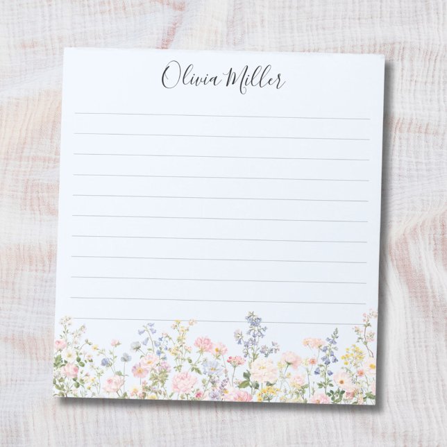 Bloc-note Monogrammed Colorful Flower Garden Floral Lined (Close up)