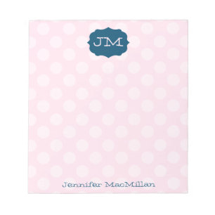 Bloc-note Monogrammed Preppy Notepad, Pink & Navy,