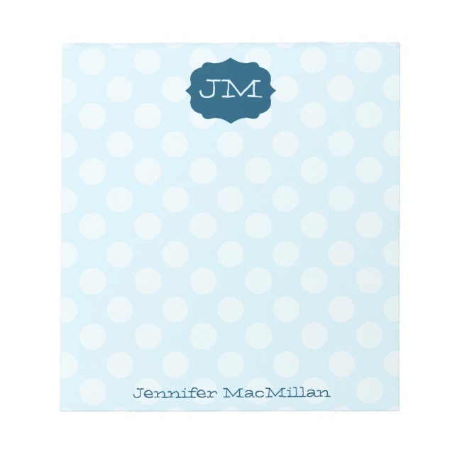 Bloc-note Monogrammed Preppy Notepad, Shades of Blue, (Devant)