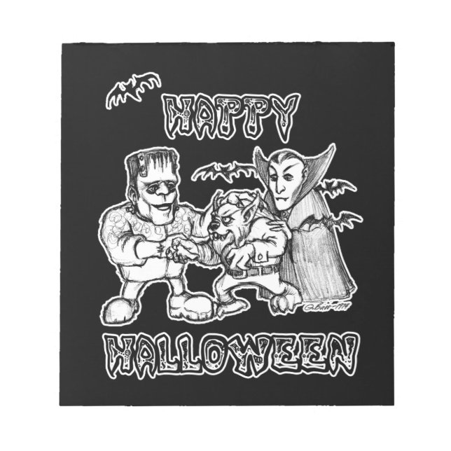 Bloc-note Monstres amusants - Bonne Halloween (Devant)