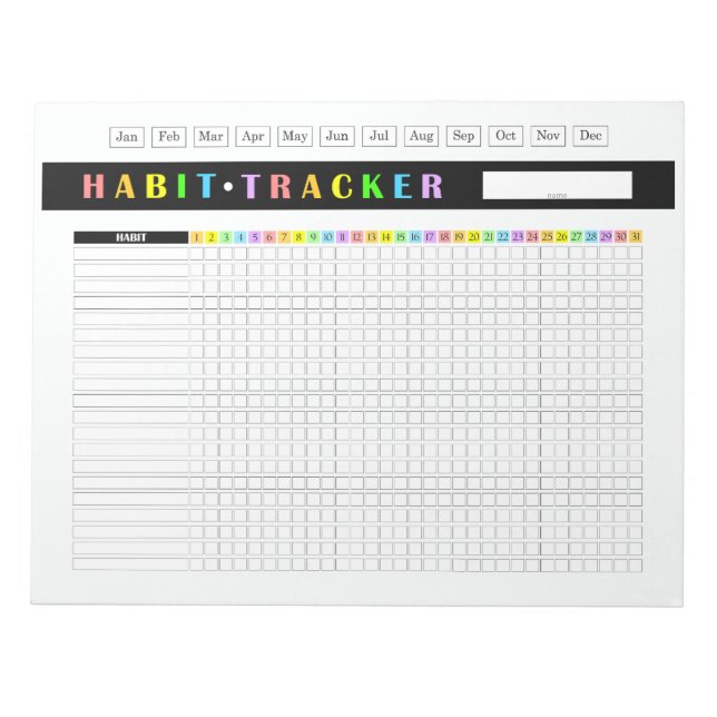 Bloc-note Monthly Habit Tracker Rainbow (Devant)