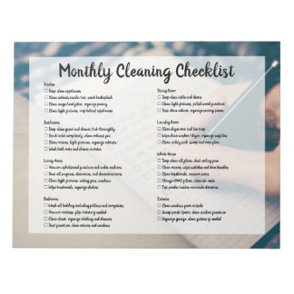 Bloc-note Monthly House Cleaning Checklist