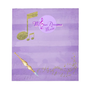 Bloc-note MoonDreams Purple & Gold Music Notes Écriture soig