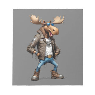 Bloc-note Moose Biker Rebel en cuir Jacket Cool Style Art