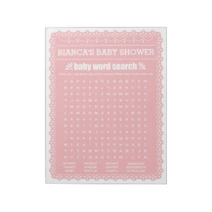 Bloc-note Mot bébé Recherche Papel rose Baby shower Picado