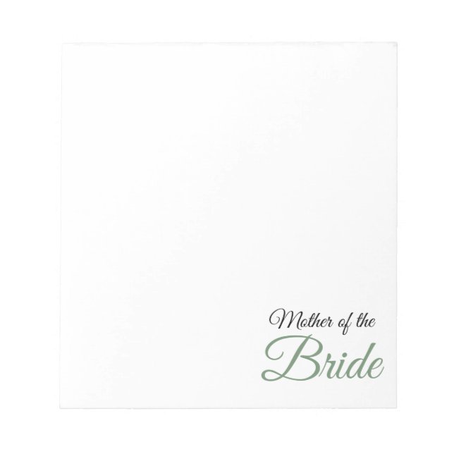 Bloc-note Mother of Bride Script Green (Devant)