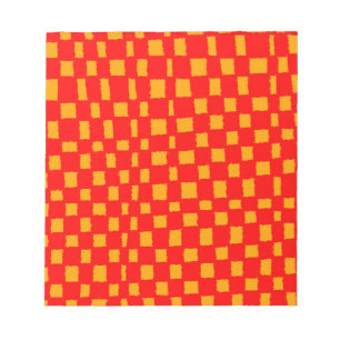 Bloc-note Motif à carreaux à damier orange rouge vibrant