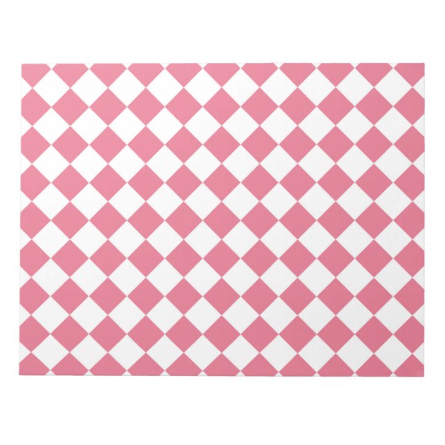 Bloc-note Motif à carreaux diamant rose blanc (Devant)