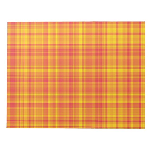 Bloc-note Motif à carreaux écossais jaune orange  (Devant)