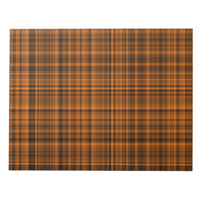 Bloc-note Motif à carreaux écossais marron orange  (Devant)