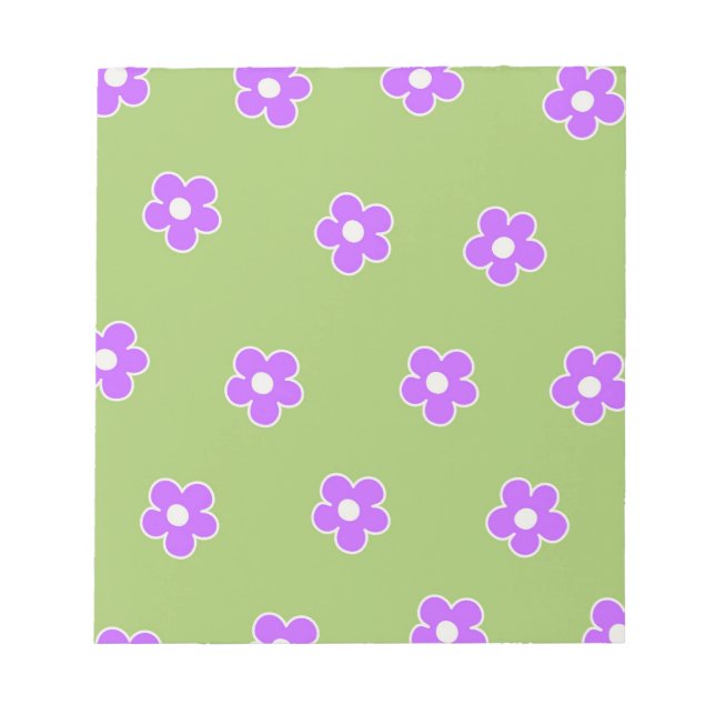 Bloc-note Motif à fleurs vert violet rétro Y2K (Devant)
