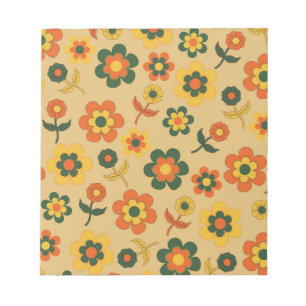 Bloc-note Motif à fleurs Vintage orange rétro