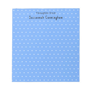 Bloc-note Motif à pois blancs sur bleu pastel personnalisé