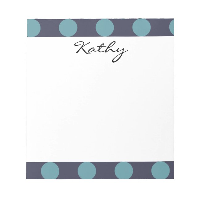 Bloc-note Motif à pois bleu bébé bleu marine Monogramme (Devant)