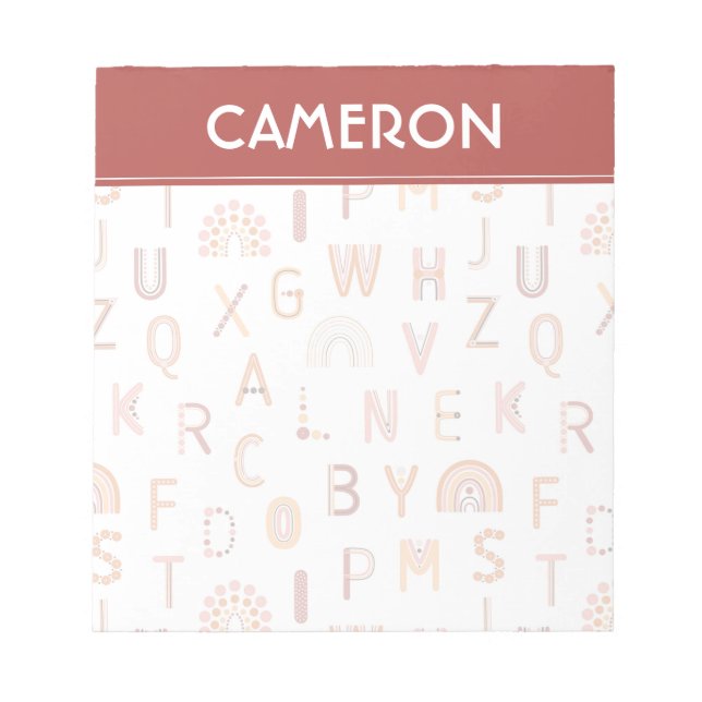 Bloc-note Motif Alphabet arc-en-ciel amusant (Devant)