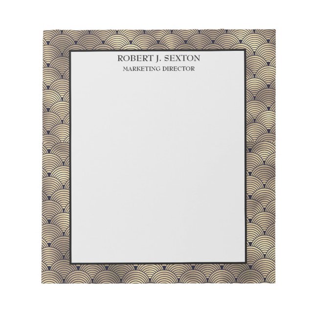 Bloc-note Motif Art déco rétro or et noir arc-en-ciel (Devant)