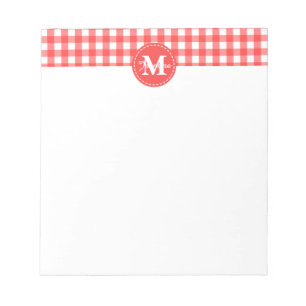 Bloc-note Motif blanc rouge de contrôle de guingan de
