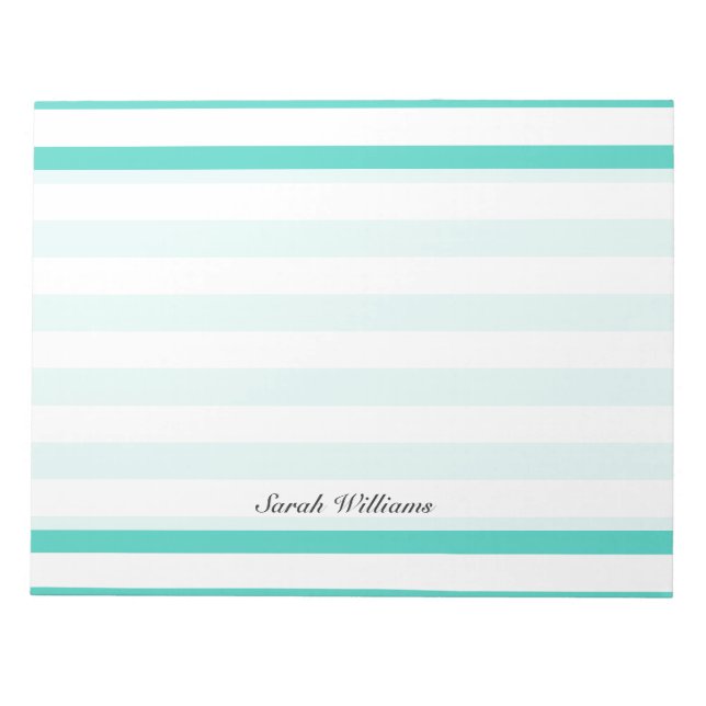 Bloc-note Motif bleu et blanc turquoise de rayure (Devant)