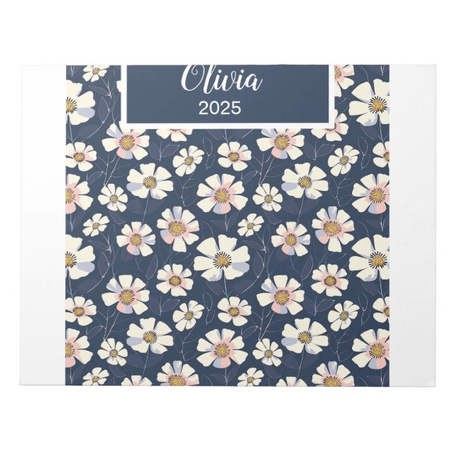 Bloc-note Motif Bleu et Floral (Devant)