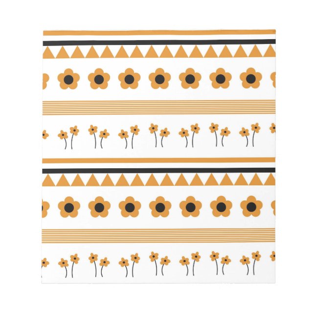 Bloc-note Motif bohème triangle fleur rayure bordure (Devant)