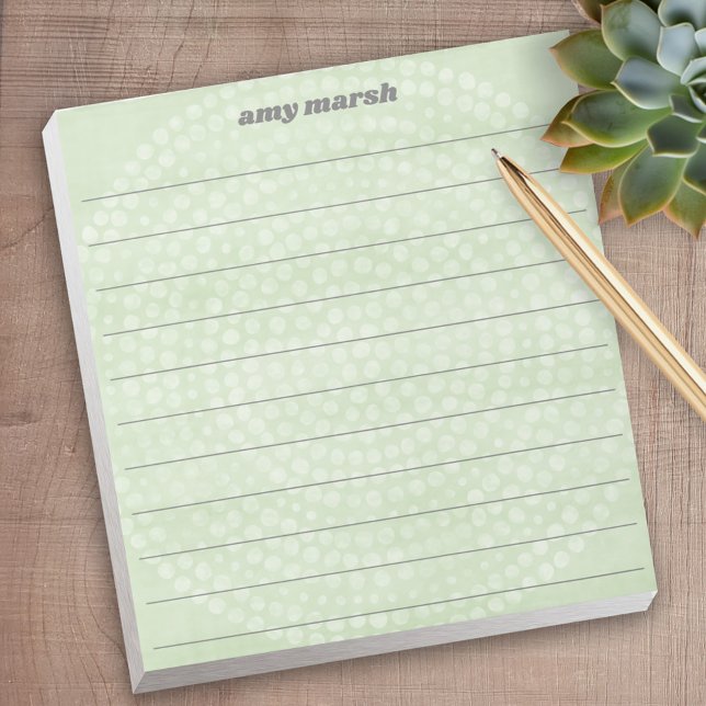 Bloc-note Motif Boho Dot moderne avec nom de script (Personalized notepad - great for a gift or your home office)