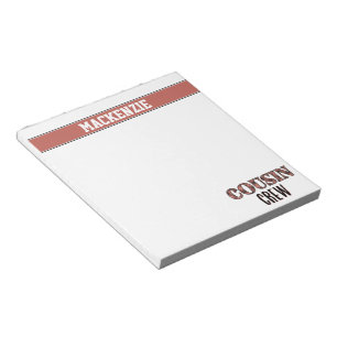 Bloc-note Motif carreaux personnalisé Équipe de cousins
