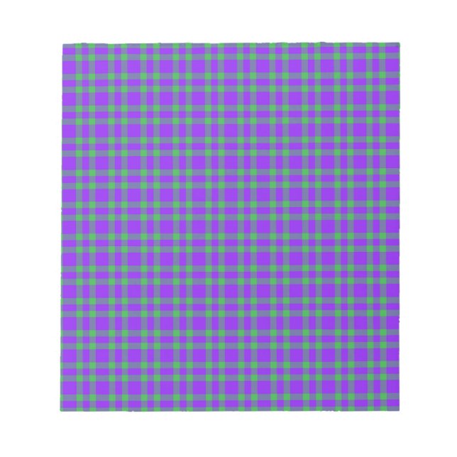 Bloc-note Motif carreaux vert et violet (Devant)