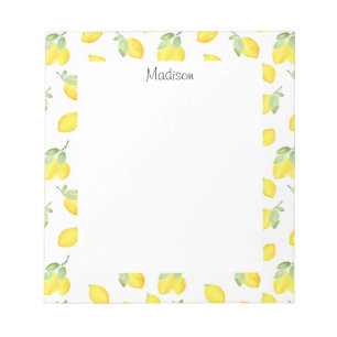 Bloc-note Motif citrons aquarelles