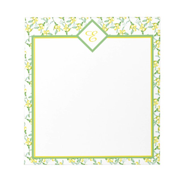 Bloc-note Motif citrons monogramme (Devant)