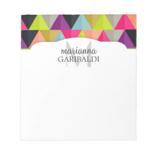Bloc-note Motif coloré de triangles de hippie personnalisé
