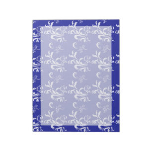 Bloc-note motif damassé blanc élégant, élégant et classique