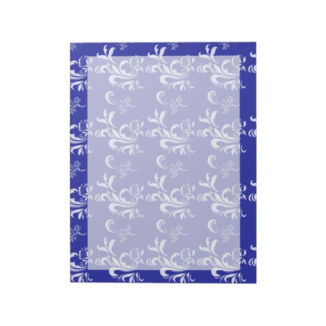 Bloc-note motif damassé blanc élégant, élégant et classique (Tourné)
