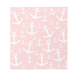 Bloc-note Motif d'ancre blanc et rose marine
