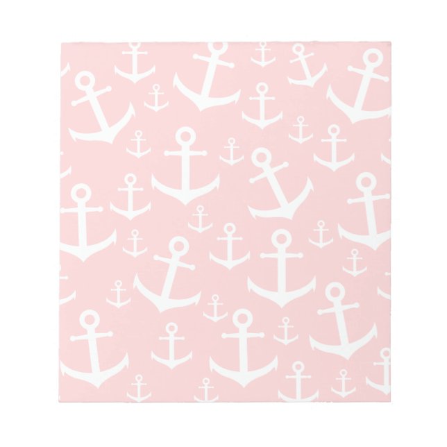 Bloc-note Motif d'ancre blanc et rose marine (Devant)