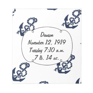 Bloc-note Motif d'ancre de marine nautique