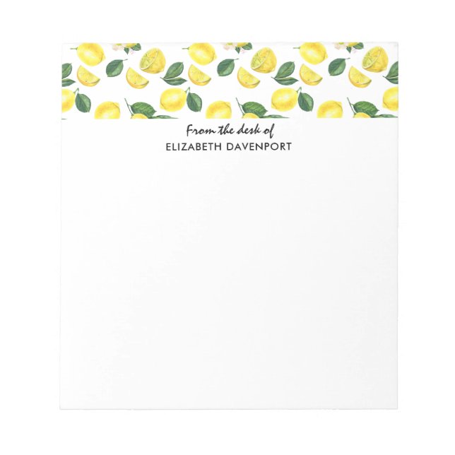 Bloc-note Motif d'aquarelle aux citrons jaunes (Devant)