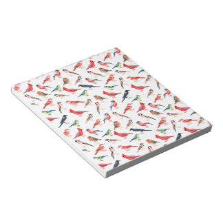 Bloc-note Motif d'aquarelle brillant. Oiseaux