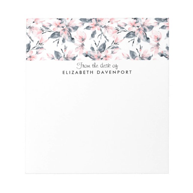 Bloc-note Motif d'aquarelle rose et gris (Devant)