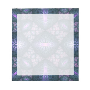 Bloc-note motif d'art fractal 3D Turquoise violet rose