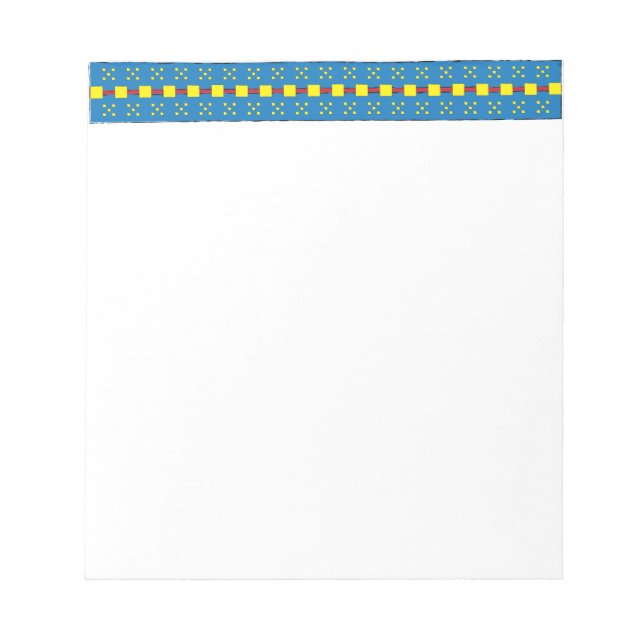 Bloc-note Motif d'art populaire géométrique bleu et jaune (Devant)