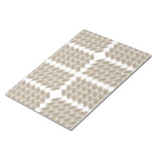 Bloc-note motif de à damiers beige et blanc sur un blanc