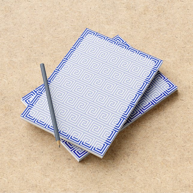 Bloc-note Motif de carrés de clé grecque en bleu (Créateur téléchargé)