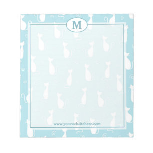 Bloc-note Motif de chats turquoises et blancs Monogram