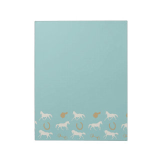 Bloc-note Motif de chevaux anglais en or et ivoire