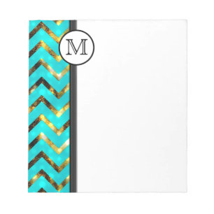 Bloc-note Motif de chevron bleu diva monogramme