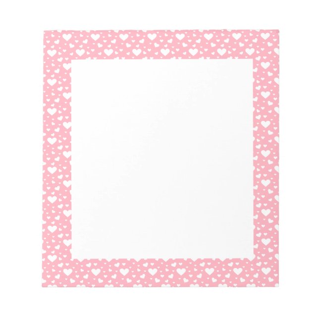 Bloc-note Motif de cœur blanc sur fond rose - Saint-Valentin (Devant)
