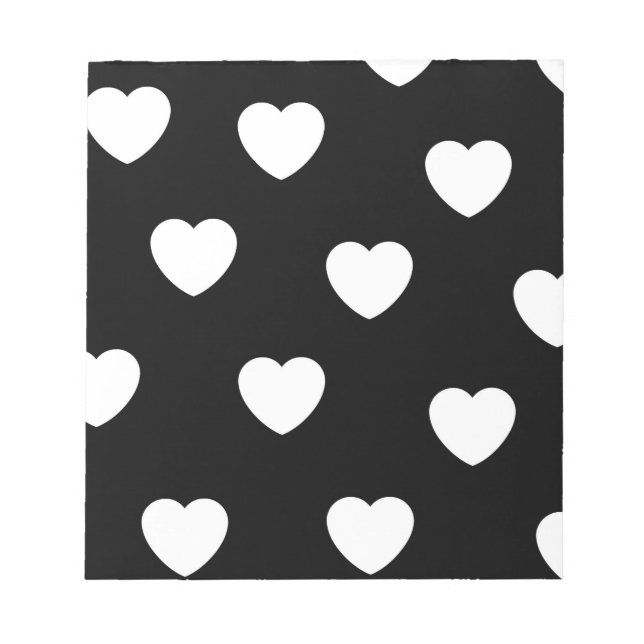 Bloc-note Motif de coeur noir et blanc (Devant)
